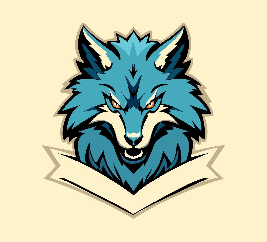 vetor Lobo face mascote logotipo ilustração