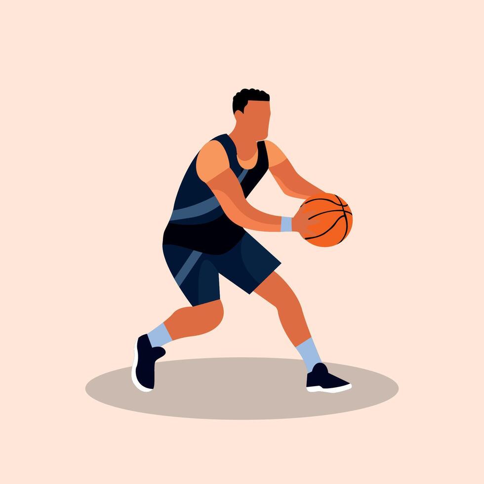 basquetebol jogador plano personagem ilustração vetor