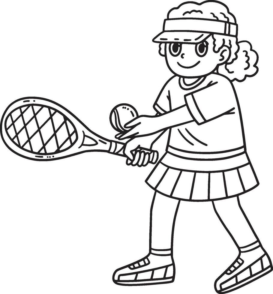 tênis fêmea jogador pronto para servir isolado vetor