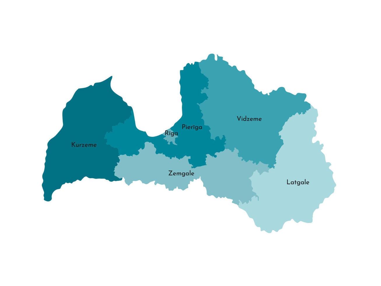 vetor isolado ilustração do simplificado administrativo mapa do Letônia. fronteiras e nomes do a regiões. colorida azul cáqui silhuetas