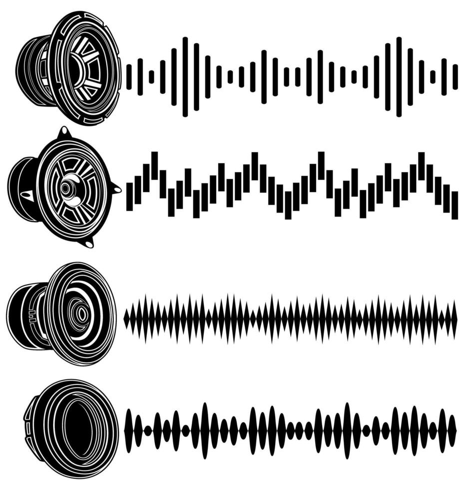 conjunto vetor alto falante som ondas ícone símbolo. Alto-falante Projeto ilustração