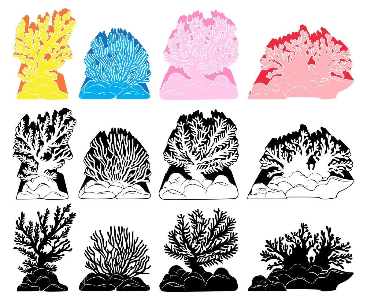 conjunto na moda corais ícone decoração Projeto vetor ilustração