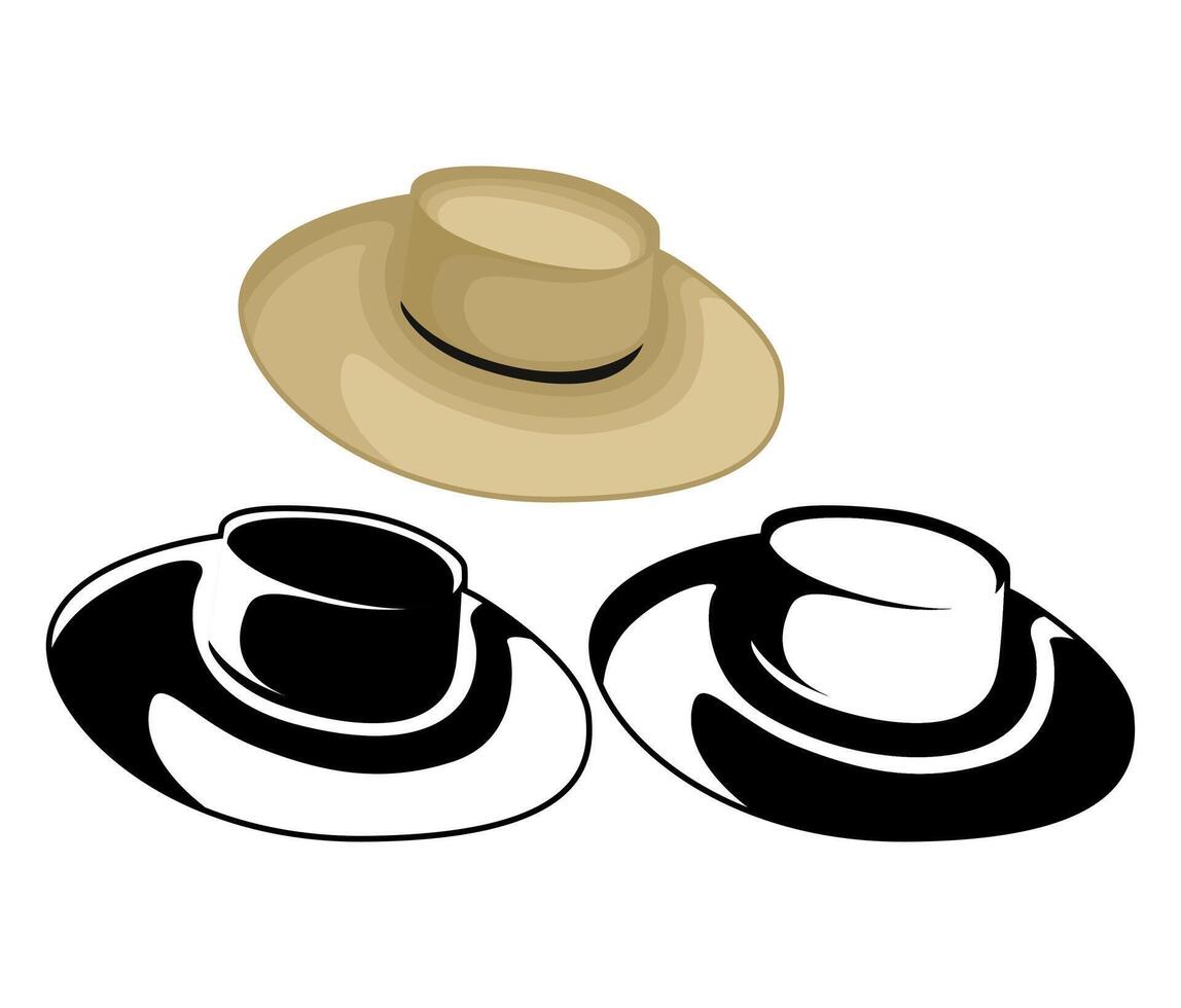 conjunto chupalla chapéu ícone vetor ilustração