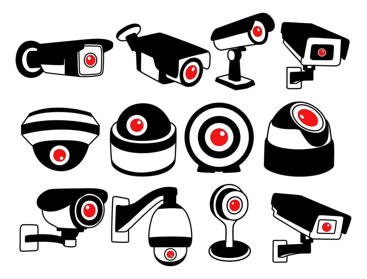 conjunto vetor cctv ícone. moderno segurança Câmera placa símbolo logotipo Projeto