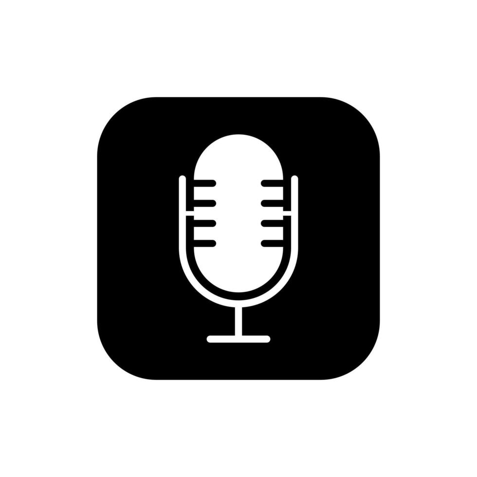 podcast microfone ícone vetor em quadrado fundo