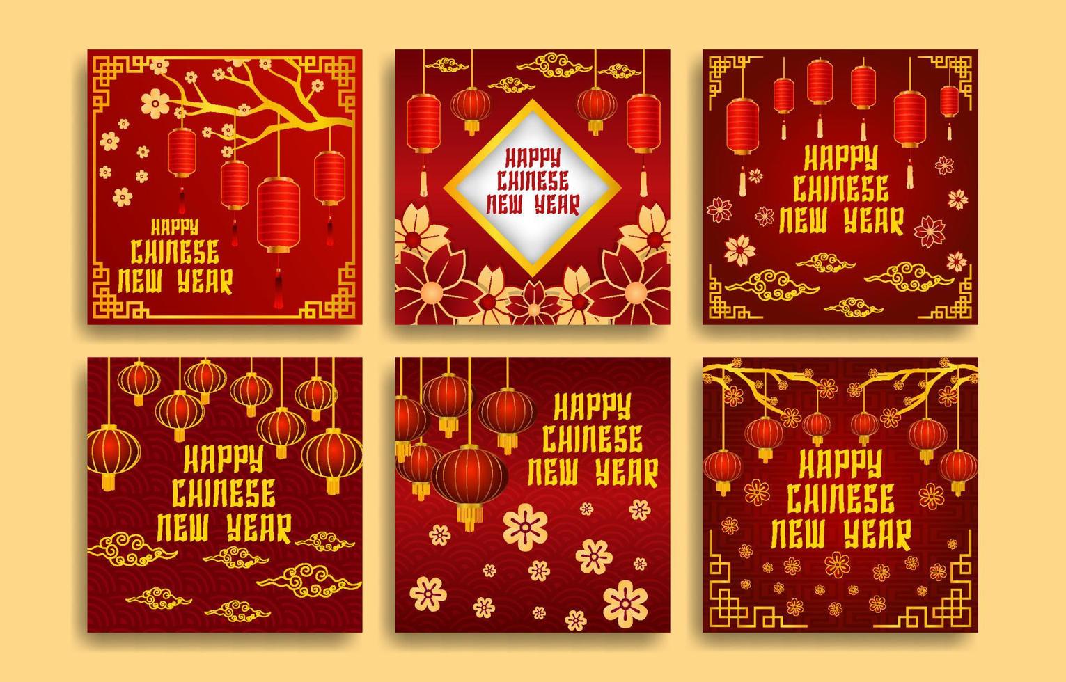 postagens de mídia social de feliz ano novo chinês vetor
