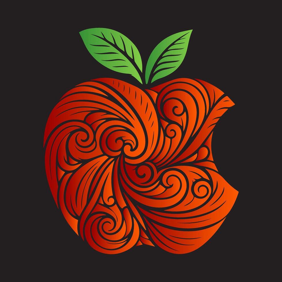 ilustração vetor gráfico do estético estampado maçã com Sombrio fundo. perfeito para companhia indústria logotipo.