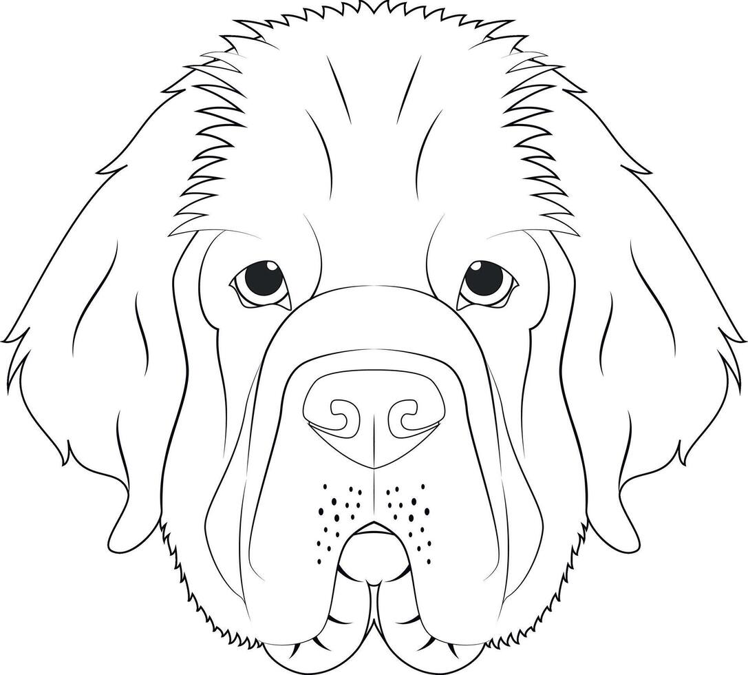 Terra Nova cachorro fácil coloração desenho animado vetor ilustração. isolado em branco fundo