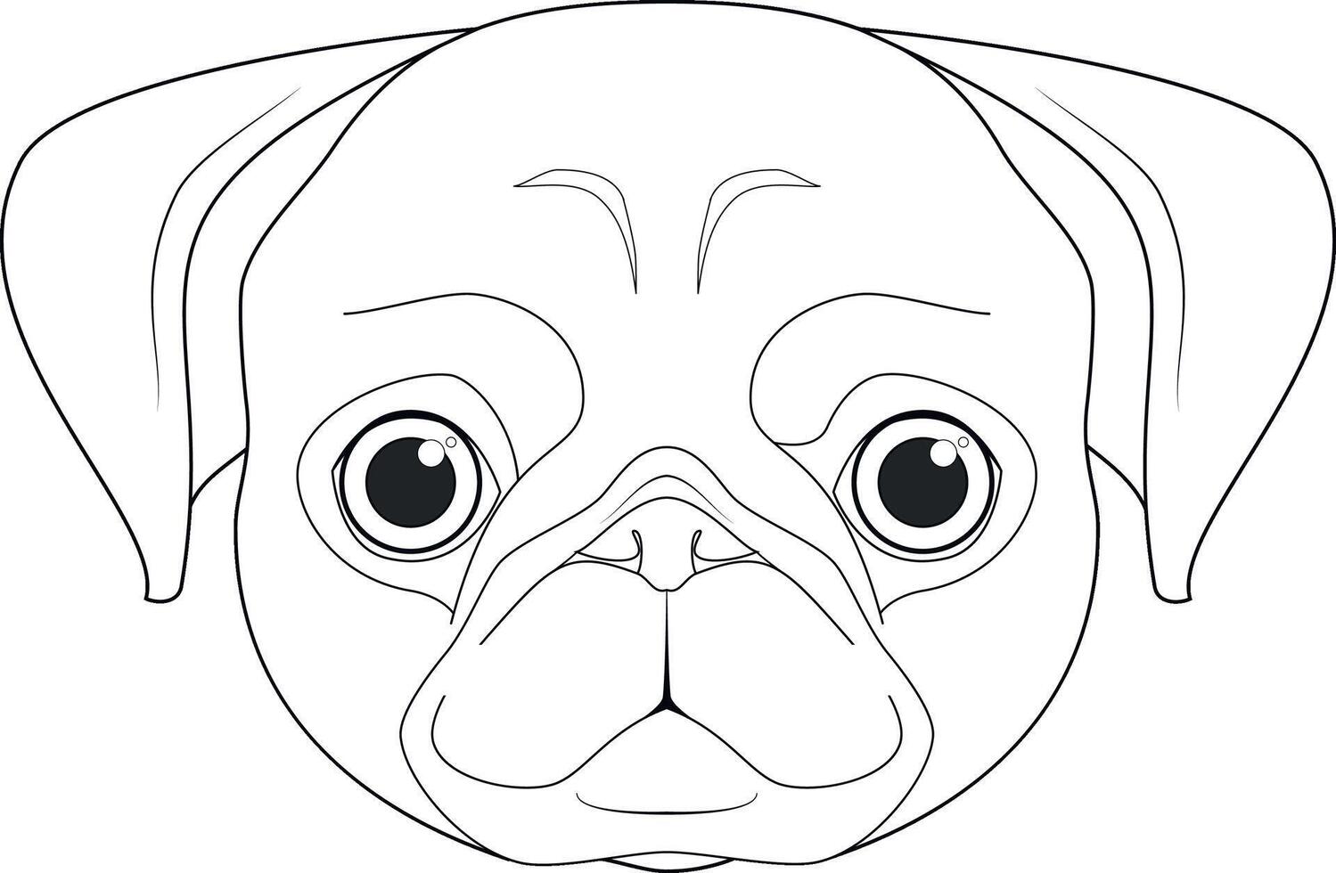 pug cachorro fácil coloração desenho animado vetor ilustração. isolado em branco fundo