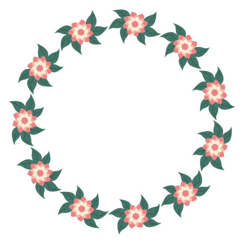 Primavera minimalista floral guirlanda com cópia de espaço. mão desenhado quadro, Armação com flores simples plano verão Flor decoração elementos para convite cartões poster vetor