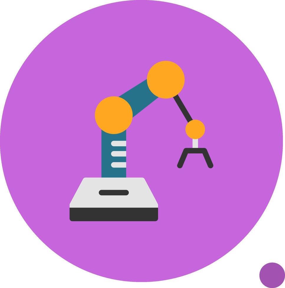 indústria robô braço plano sombra ícone vetor