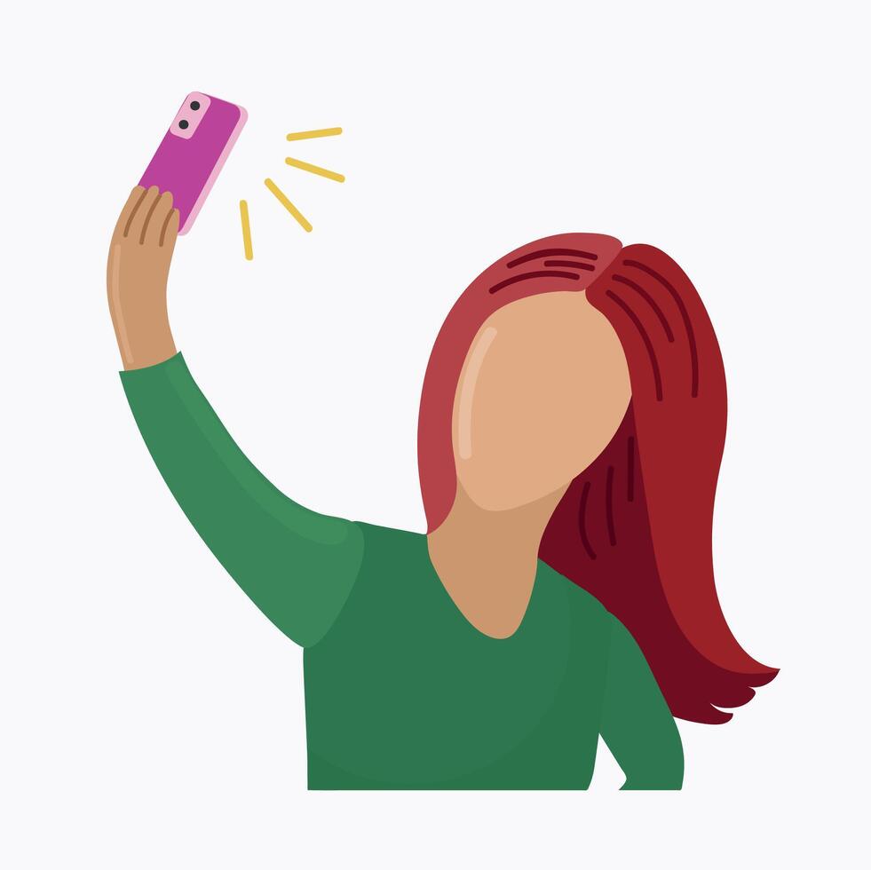 menina selfie clipart ícone isolado vetor ilustração