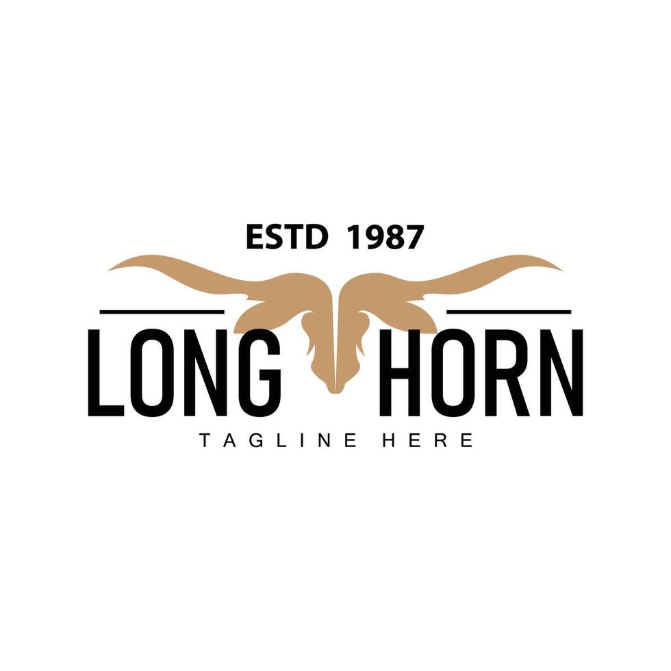 longhorn logotipo Projeto vintage velho touro texas ocidental país Preto silhueta vetor