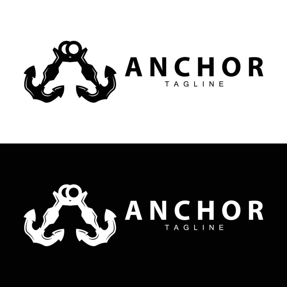 mar navio vetor ícone símbolo ilustração simples mar âncora logotipo Projeto
