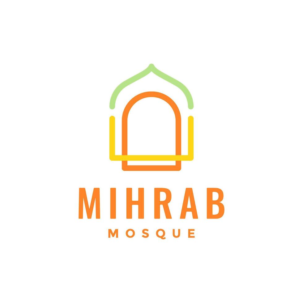 mihrab mesquita cúpula oração muçulmano colorida moderno linha estilo minimalista logotipo Projeto vetor ícone ilustração