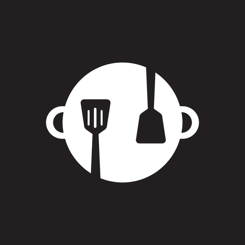 cozinha panela espátula cozinhando moderno mínimo logotipo Projeto vetor ícone ilustração