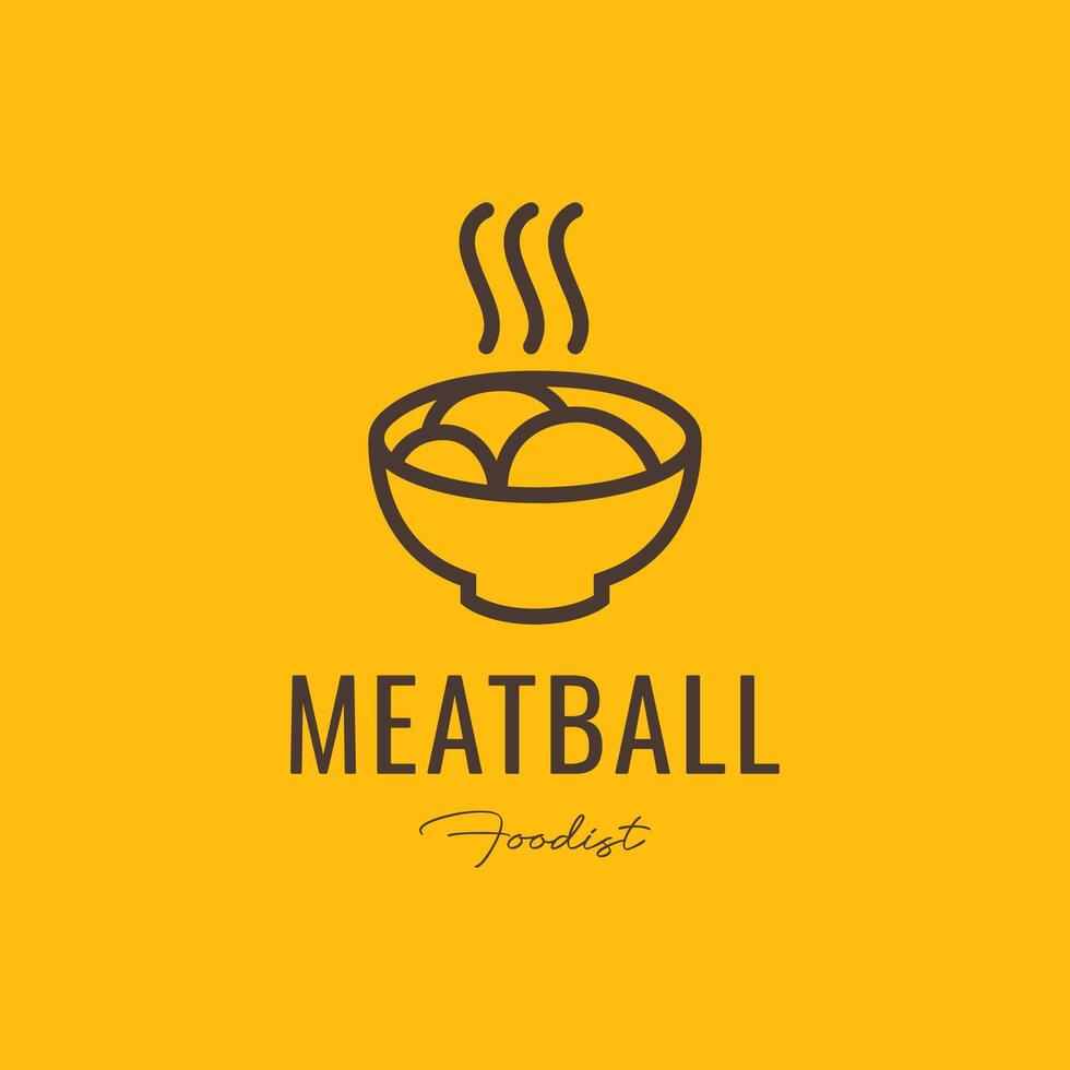 almôndega carne tigela Comida gosto delicioso simples estilo linha minimalista logotipo Projeto vetor ícone ilustração