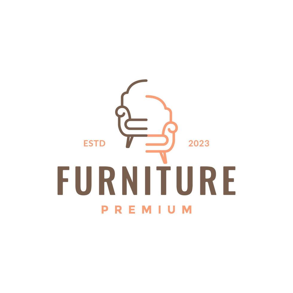 clássico couro clube cadeira simples linha estilo vintage hipster logotipo Projeto vetor ícone ilustração