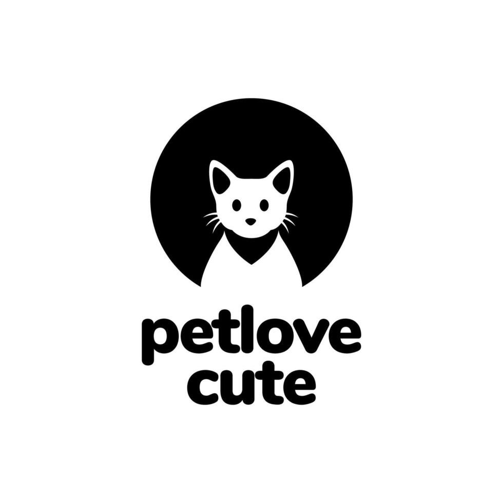gato retrato face com bandana simples forma círculo arredondado limpar \ limpo mascote personagem desenho animado logotipo Projeto vetor ícone ilustração