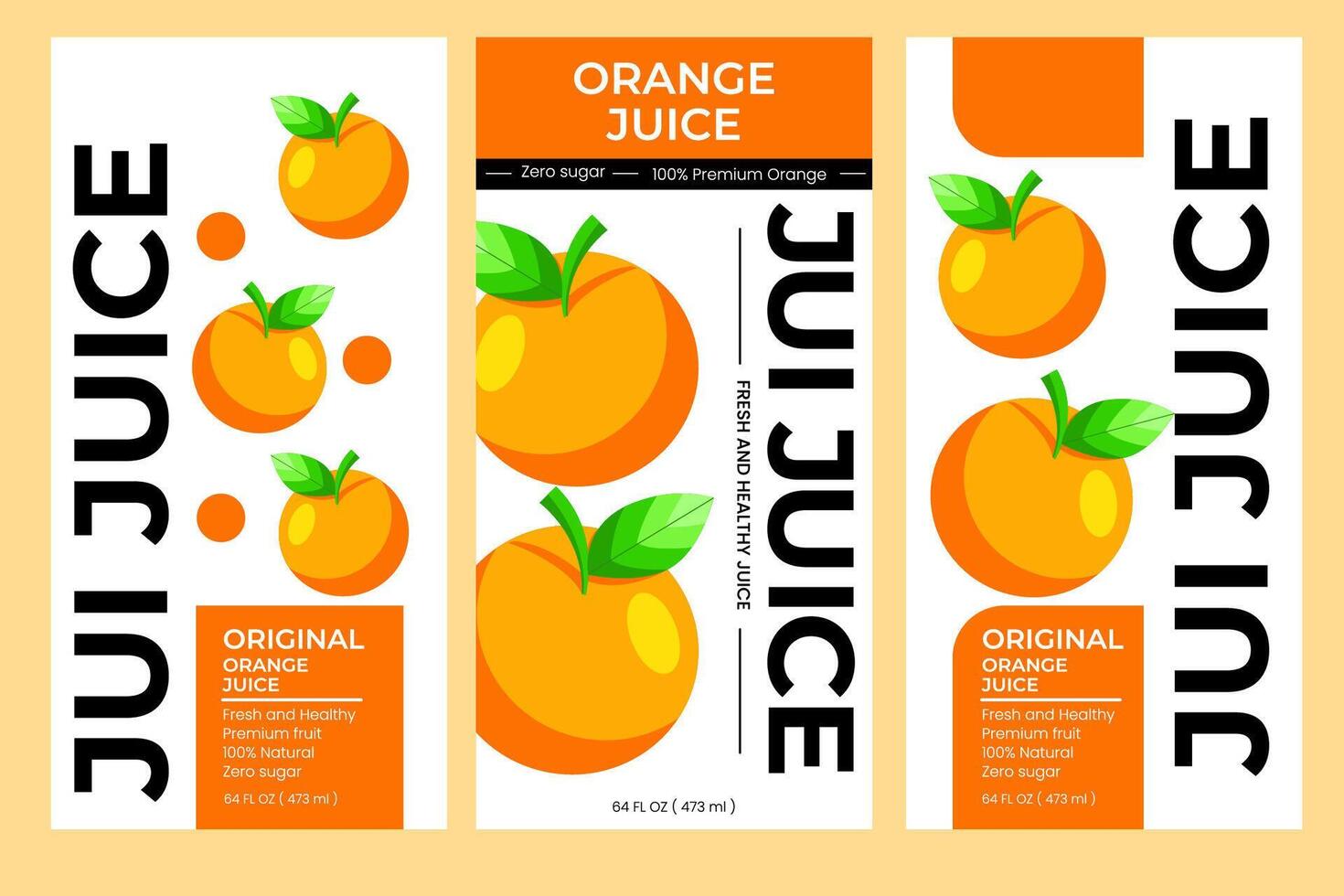 laranja suco rótulo Projeto. adequado para bebida, garrafa, embalagem, adesivos, e produtos embalagem vetor