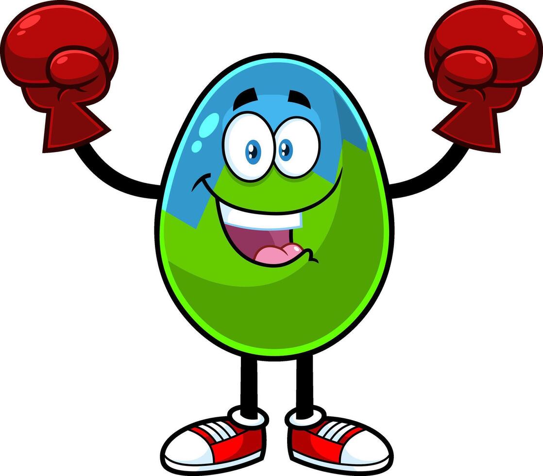 Páscoa ovo desenho animado personagem vestindo boxe luvas. vetor ilustração isolado em branco fundo