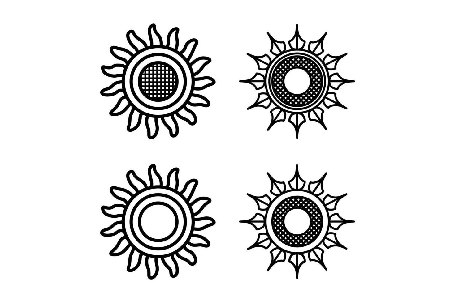 conjunto do abstrato raios solares ícones em branco fundo vetor