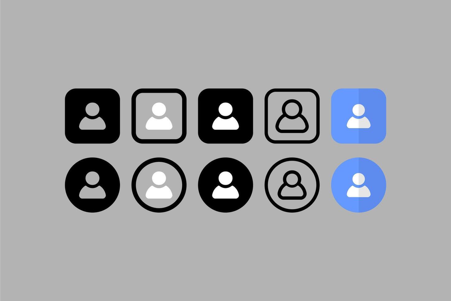 vetor conjunto ui Projeto ícones silhueta do utilizador cinzento fundo