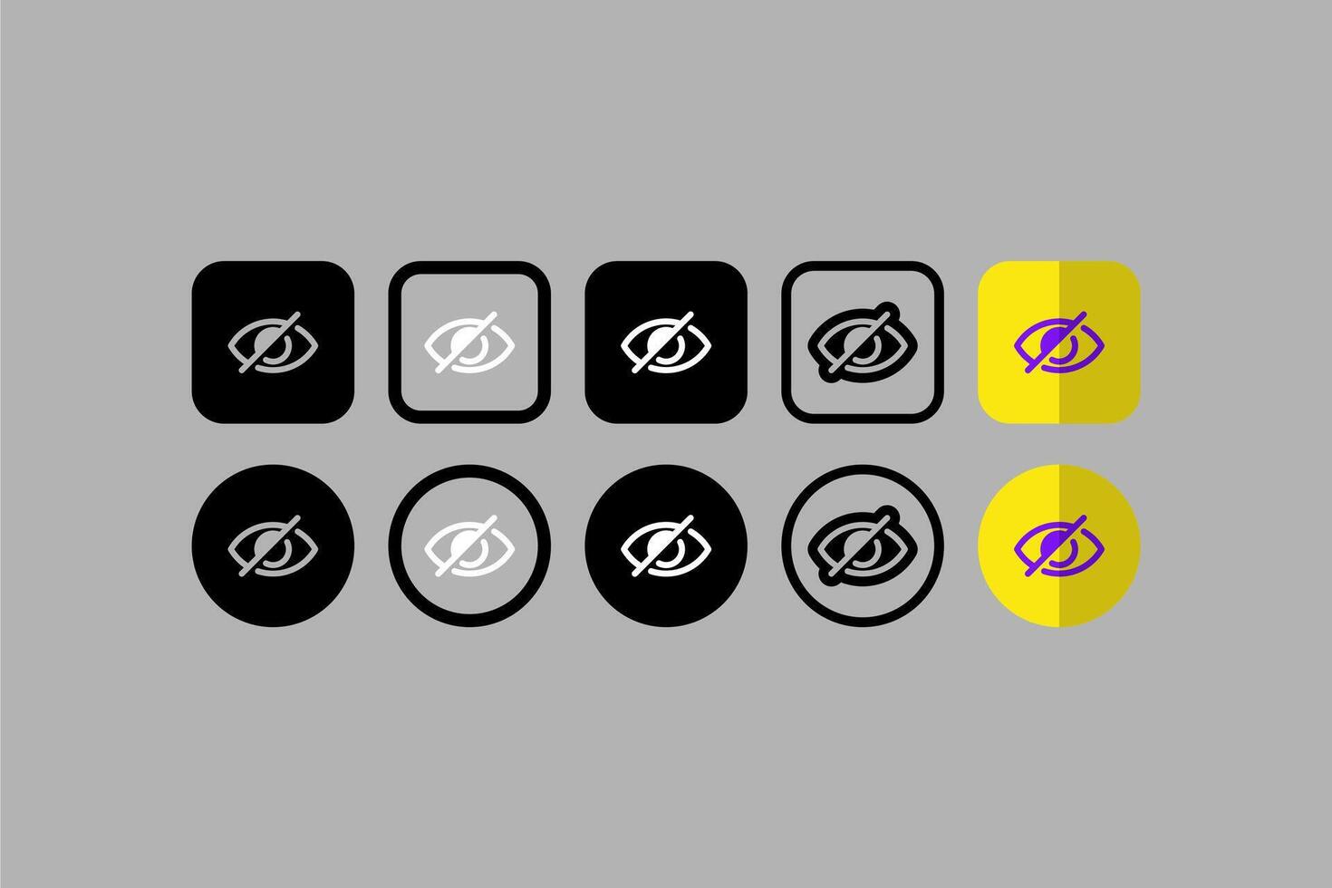 vetor conjunto ui ícones privacidade olho cinzento fundo