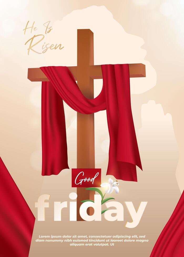 Boa Sexta-feira ilustração do piedosos semana com Cruz Cristian feriado vetor