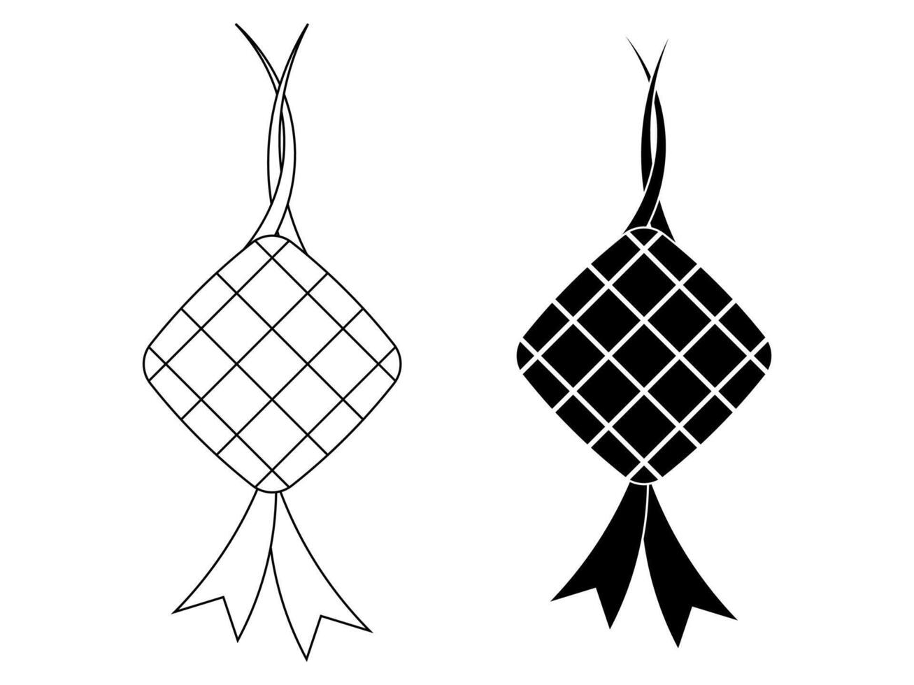 esboço silhueta ketupat ícone conjunto isolado em branco fundo vetor