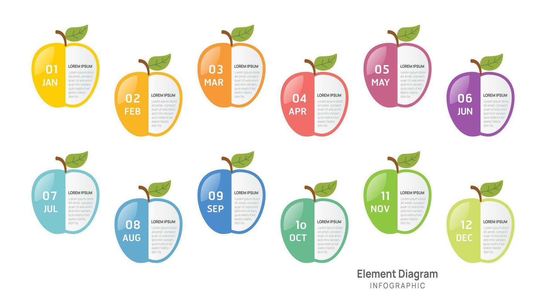 o negócio degrau Linha do tempo maçã infográfico modelo. moderno Marco histórico elemento Linha do tempo diagrama calendário, vetor infográficos.