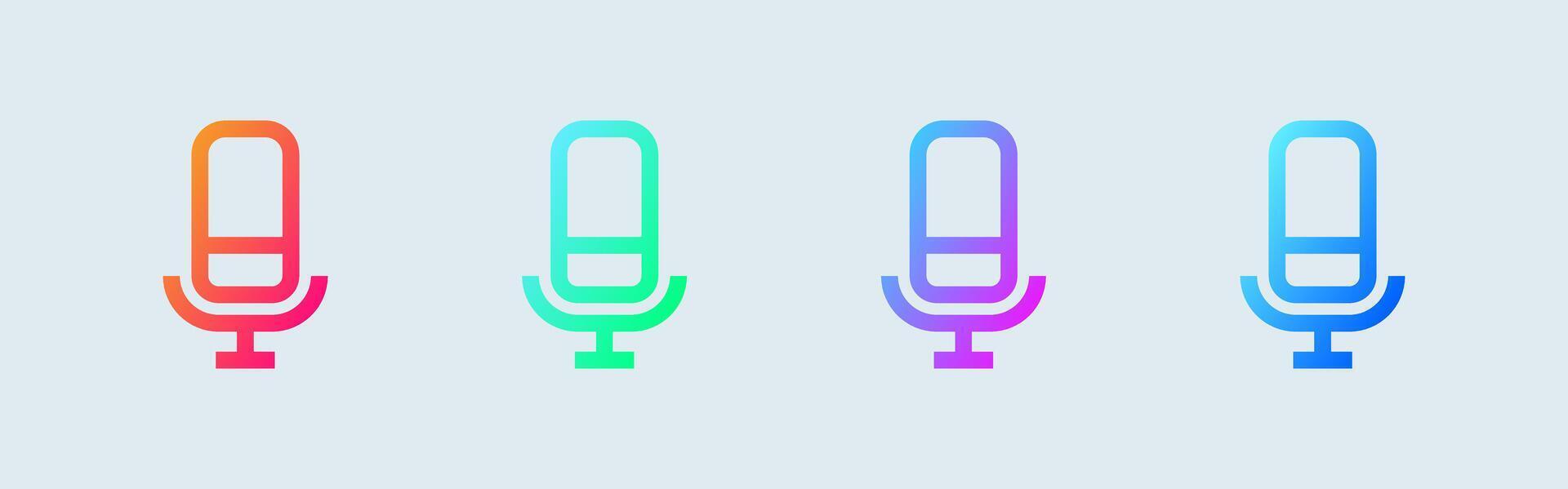 microfone linha ícone dentro gradiente cores. voz sinais vetor ilustração.