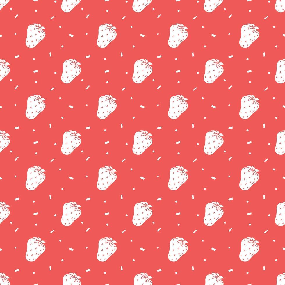 padrão de morangos sem costura. doodle vector com ícones de morangos vermelhos. padrão de morangos vintage