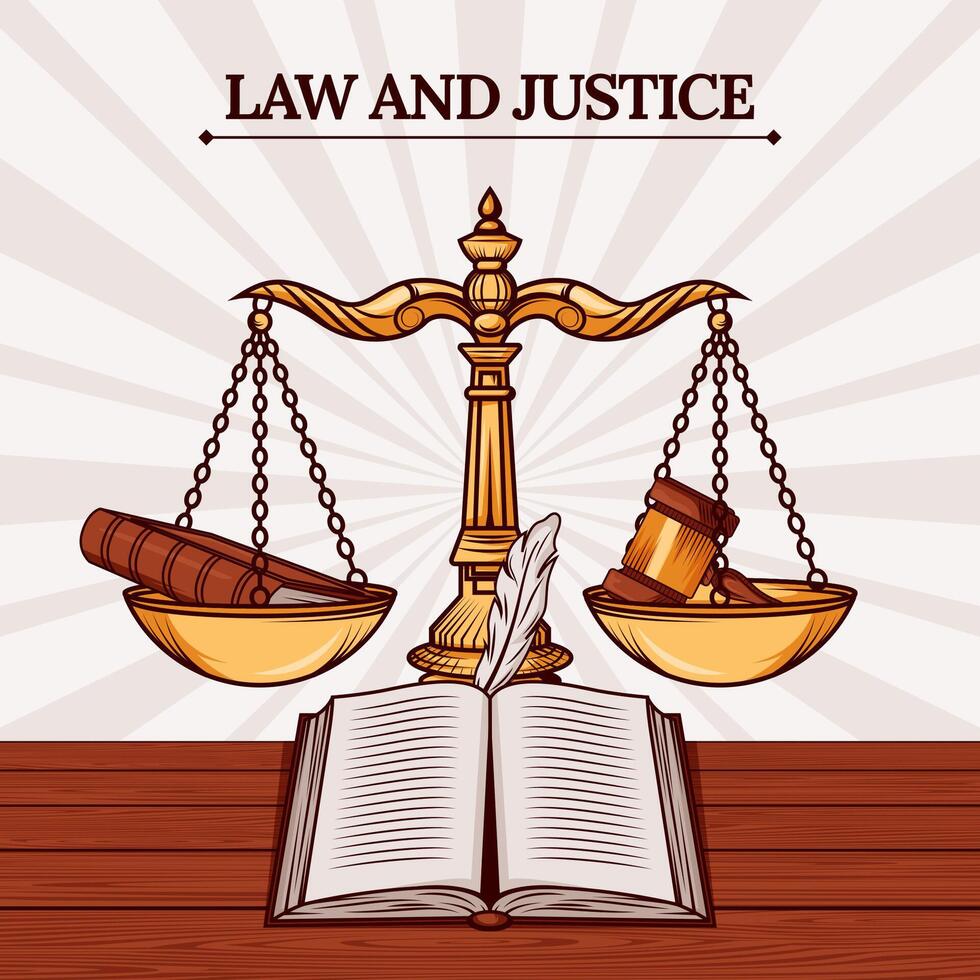 lei e justiça legal escritório com justo balanças vetor