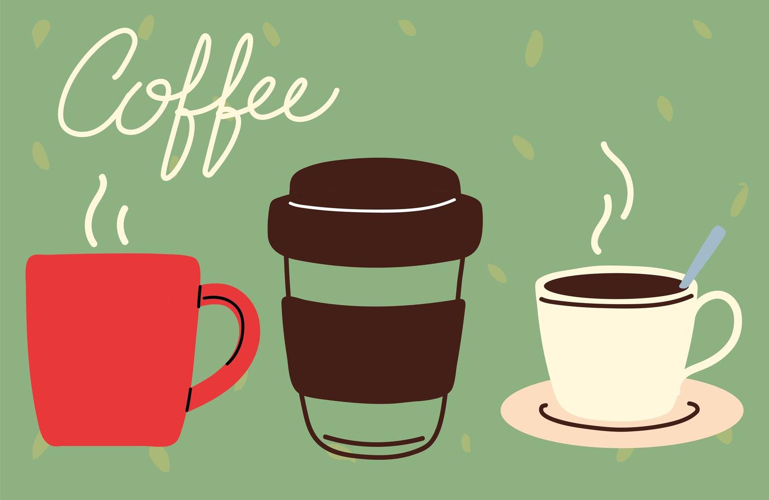 ícones conjunto xícaras de café vetor