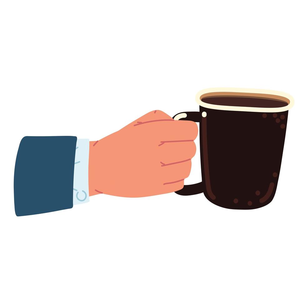 mão segurando uma xícara de café vetor