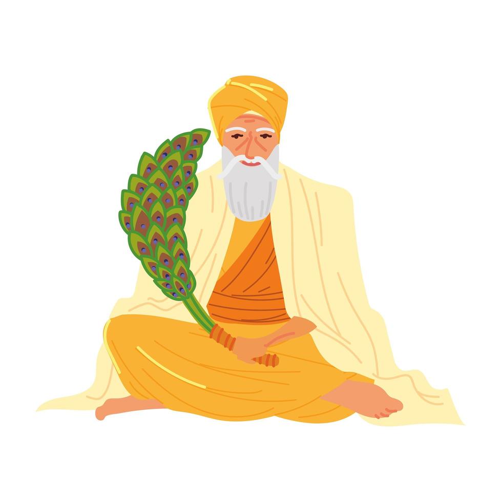 guru nanak jayanti sentado vetor