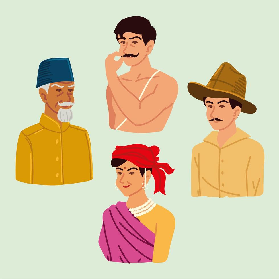 personagens do povo indiano vetor