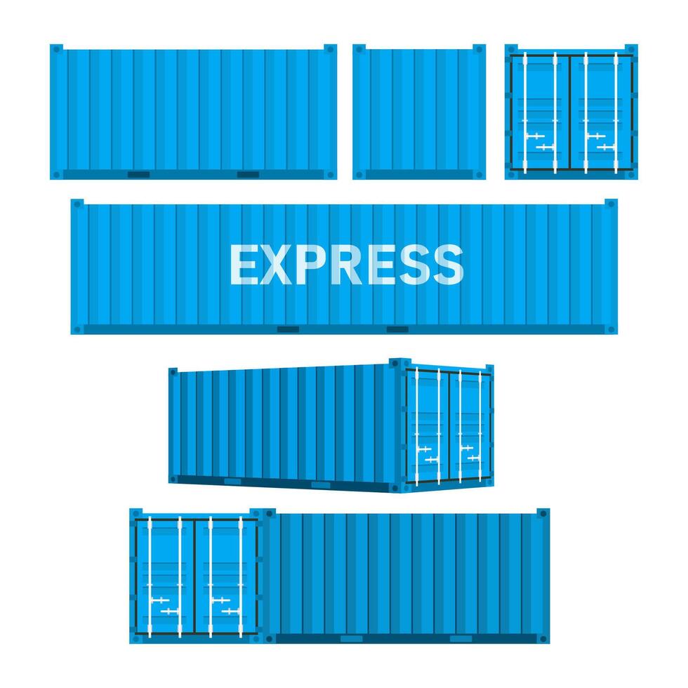 conjunto azul carga containers. frete envio, Entrega e transporte. vetor ilustração