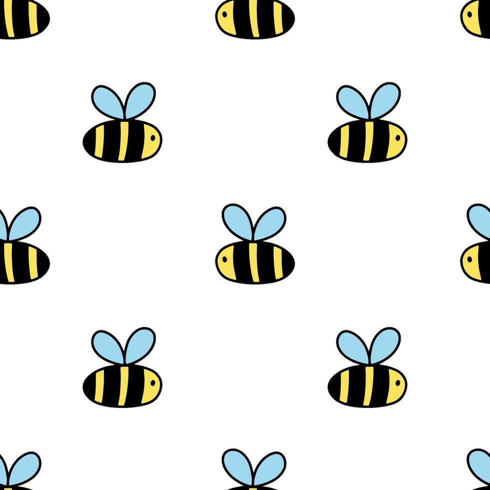 desatado simples padronizar com fofa abelha. vetor fundo com engraçado abelha ou abelha em branco