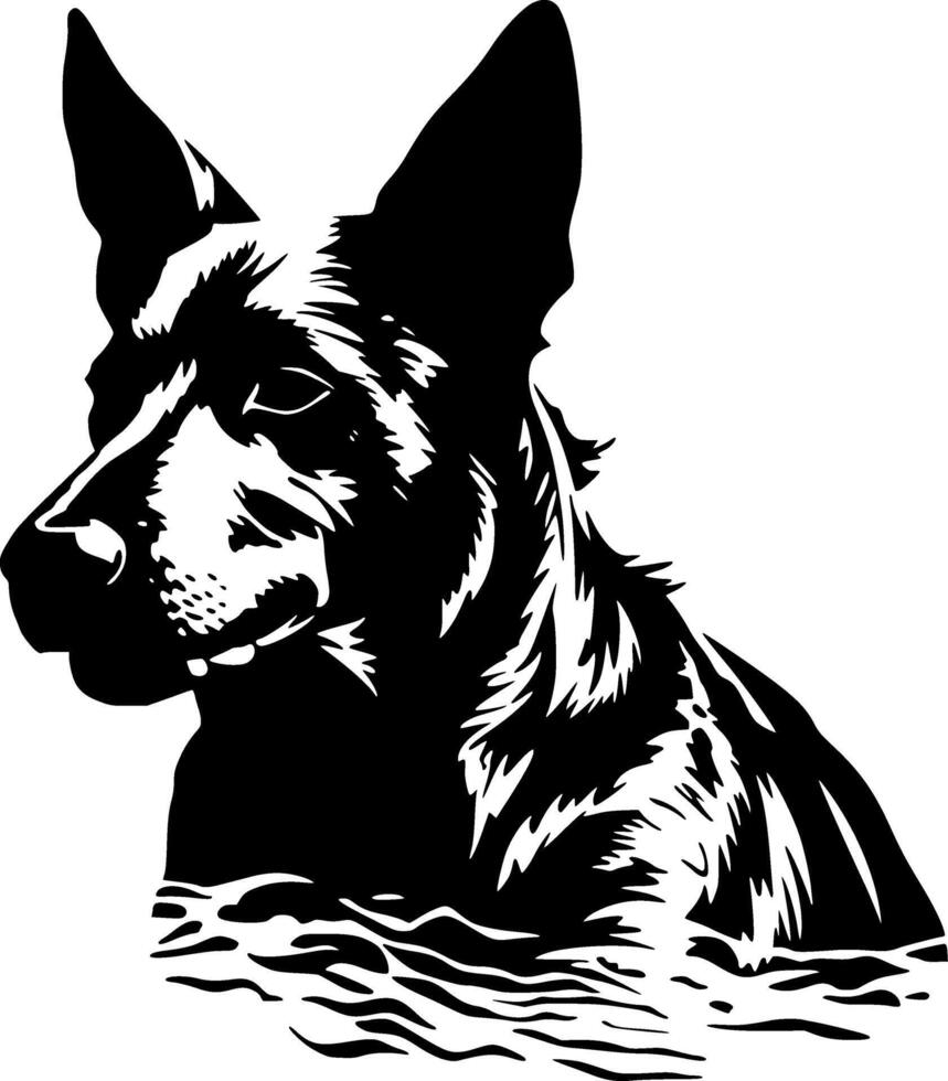 australiano kelpie, Preto e branco vetor ilustração