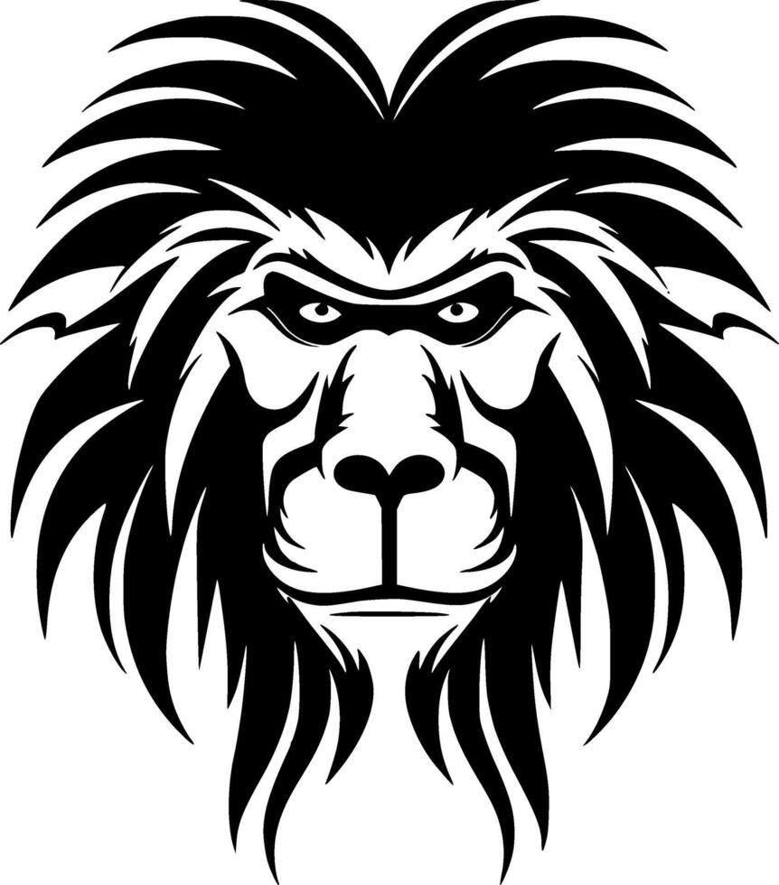 babuíno - Preto e branco isolado ícone - vetor ilustração