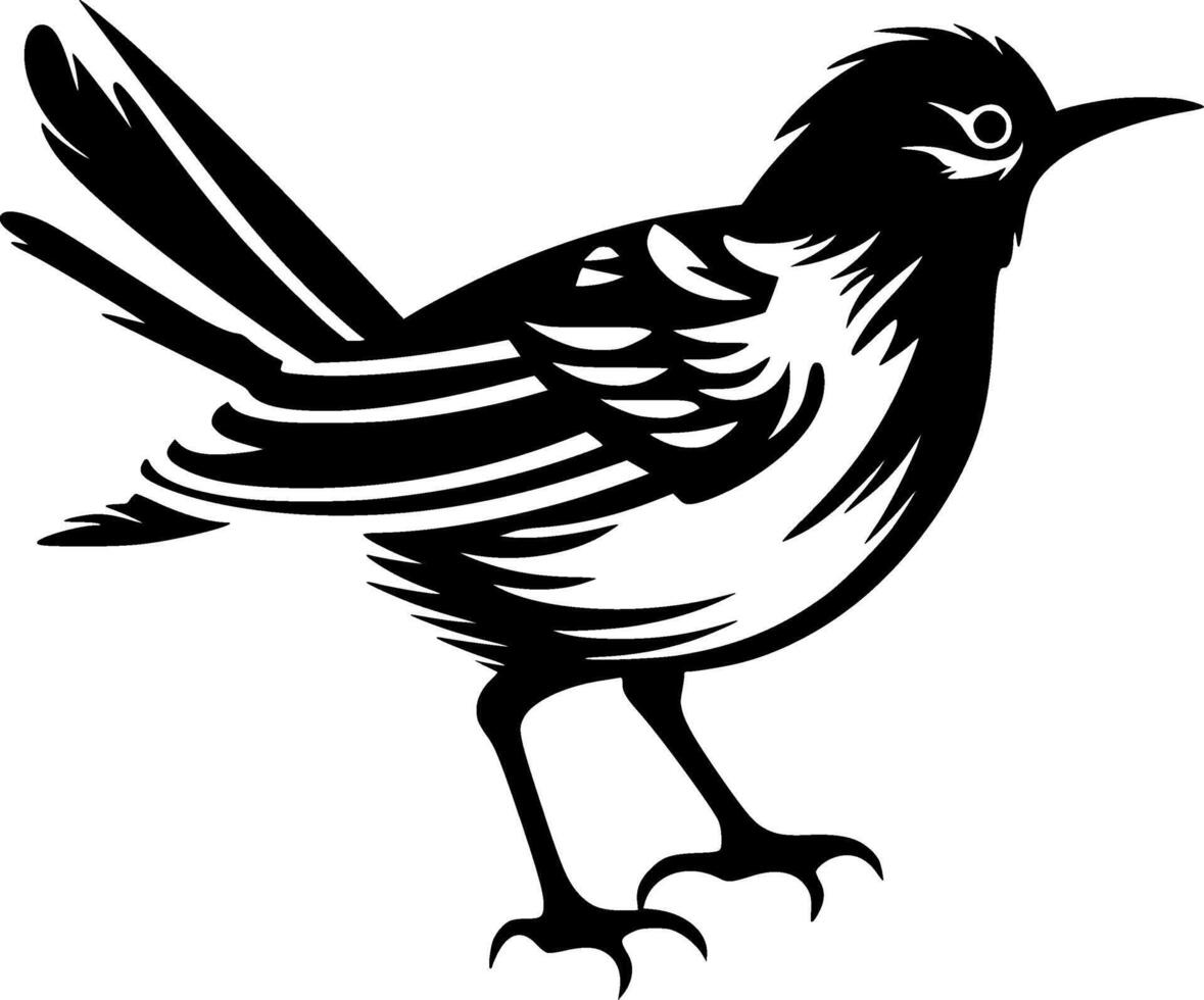 pássaro - Preto e branco isolado ícone - vetor ilustração