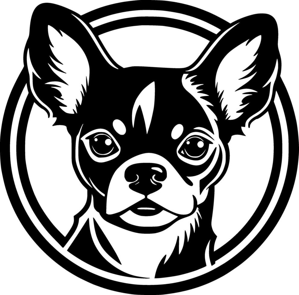 chihuahua - Preto e branco isolado ícone - vetor ilustração