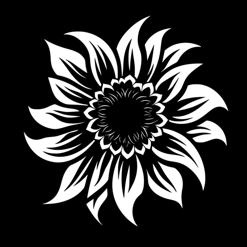 flor - Preto e branco isolado ícone - vetor ilustração