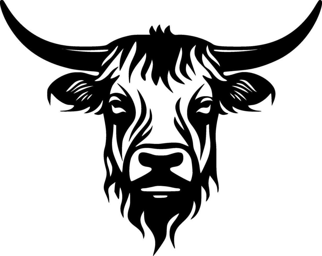 terras altas vaca - Preto e branco isolado ícone - vetor ilustração