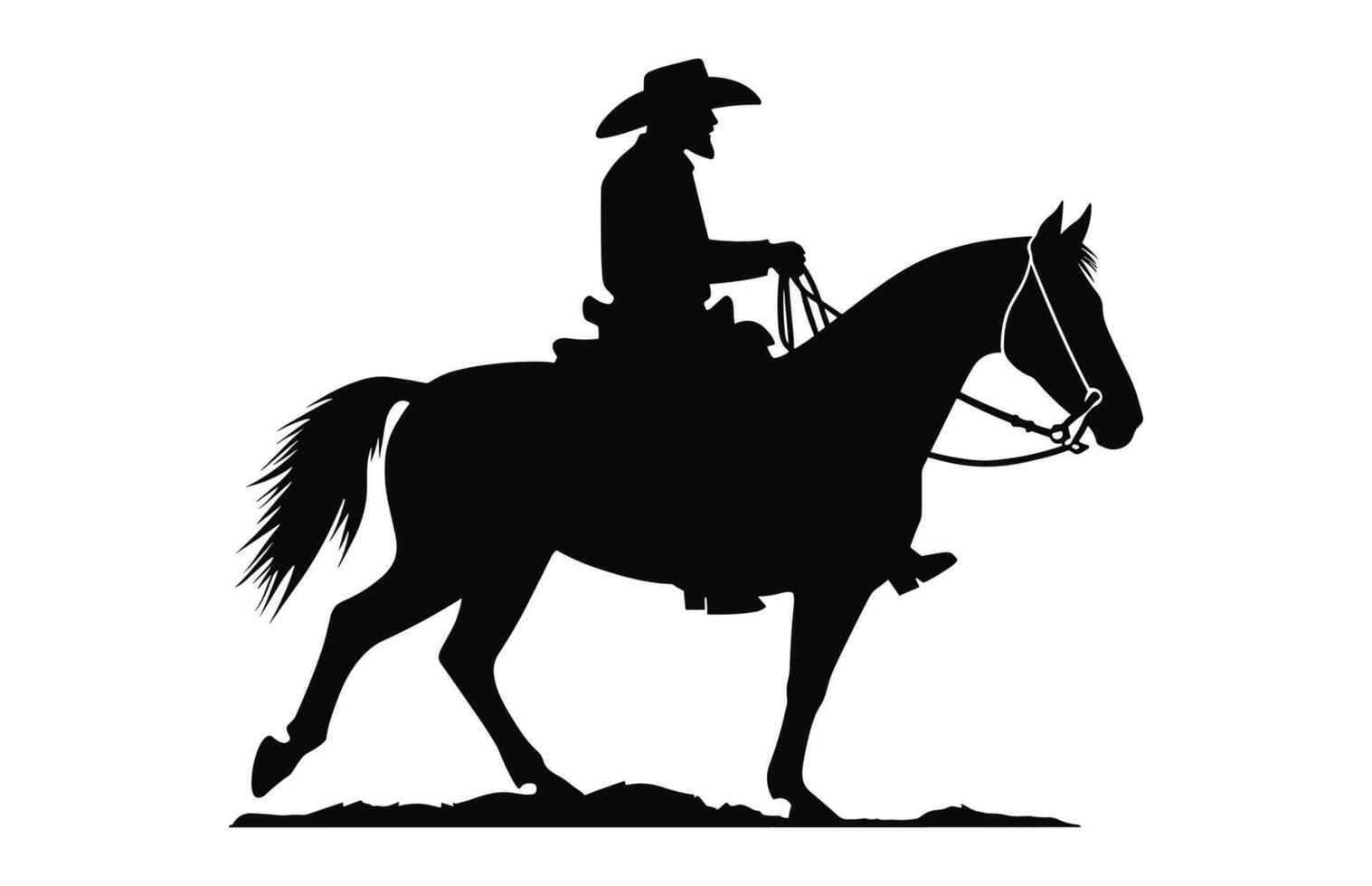 mexicano vaqueiro equitação uma cavalo Preto silhueta vetor isolado em uma branco fundo