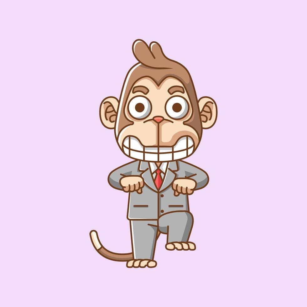 fofa macaco homem de negocios terno escritório trabalhadores desenho animado animal personagem mascote ícone plano estilo ilustração conceito vetor