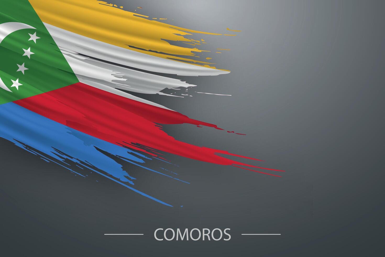 3d grunge escova acidente vascular encefálico bandeira do Comores vetor