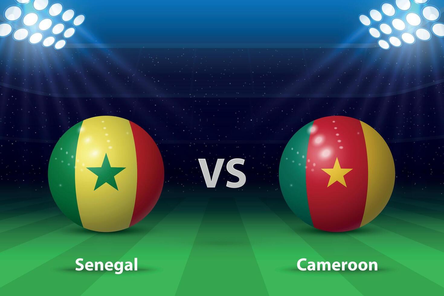 Senegal vs Camarões futebol placar transmissão gráfico vetor